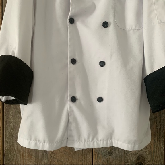 Men’s M KNG Executive Chef Coat Black Contrast Double Breasted Mandarin Collar - Picture 7 of 16